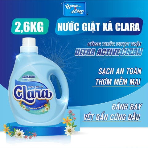 Nước giặt xả Clara - Hương hoa cỏ thanh mát - can 2,6kg