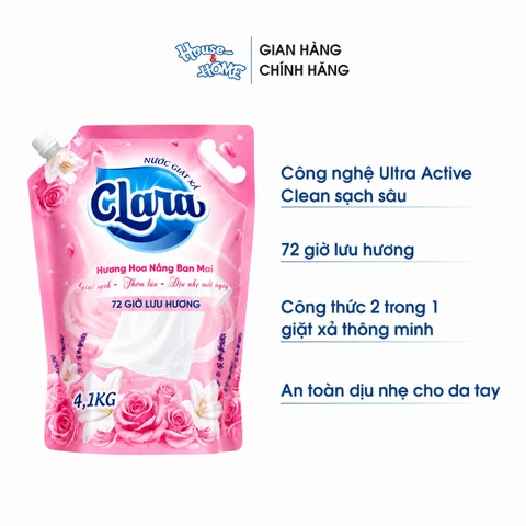Nước giặt xả Clara - Hương hoa nắng ban mai - Túi 4,1kg
