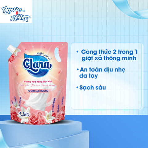 Nước giặt xả Clara - Hương hoa nắng ban mai - Túi 4,1kg
