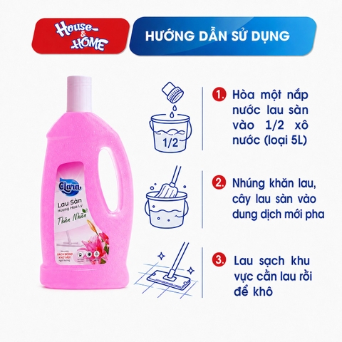 Nước lau sàn Clara - Hương hoa ly - chai 1L