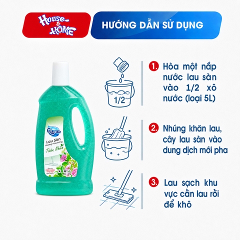 Nước lau sàn Clara - Hương hoa rừng - chai 1L