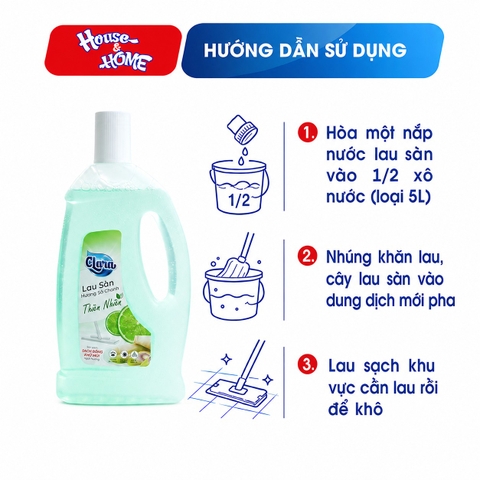 Nước lau sàn Clara - Hương sả chanh - 1L