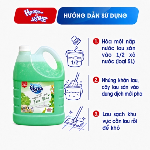Nước lau sàn Clara - Hương sả chanh - 3,8kg