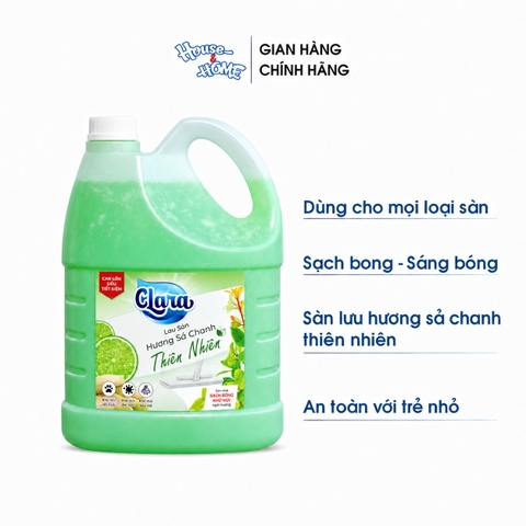 Nước lau sàn Clara - Hương sả chanh - 3,8kg
