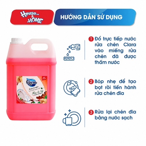 Nước rửa chén Clara - Tinh chất gừng quế - can 9.5kg