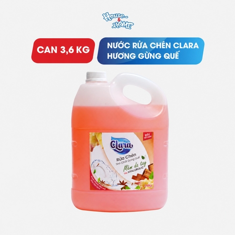Nước rửa chén Clara - Tinh chất gừng quế - can 3.6kg