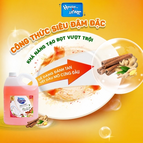 Nước rửa chén Clara - Tinh chất gừng quế - can 3.6kg