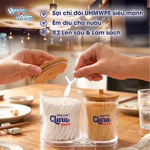 Tăm chỉ Clara phiên bản Acrylic 2 ngăn