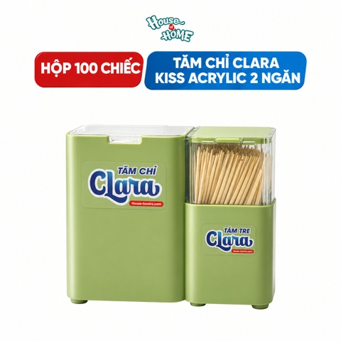 Tăm chỉ Clara Kiss hộp PP nhiều màu 2 ngăn (50 chiếc/hộp)