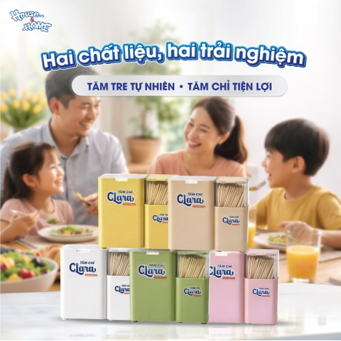 Tăm chỉ Clara Kiss hộp PP nhiều màu 2 ngăn (50 chiếc/hộp)