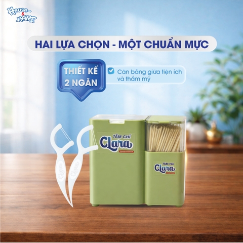Tăm chỉ Clara Kiss hộp PP nhiều màu 2 ngăn (50 chiếc/hộp)