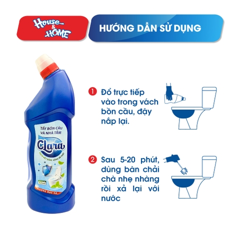 Tẩy rửa bồn cầu và nhà tắm Clara - Hương bạc hà - chai 925ml