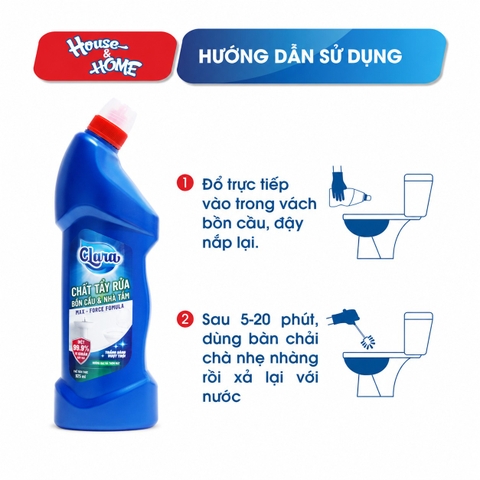 Tẩy rửa bồn cầu và nhà tắm Clara - Hương bạc hà - chai 925ml