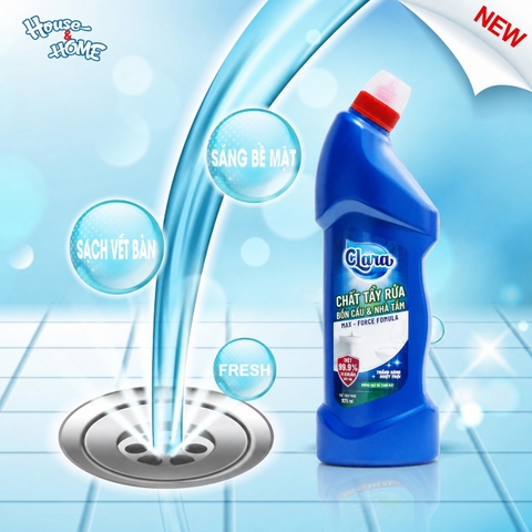 Tẩy rửa bồn cầu và nhà tắm Clara - Hương bạc hà - chai 925ml