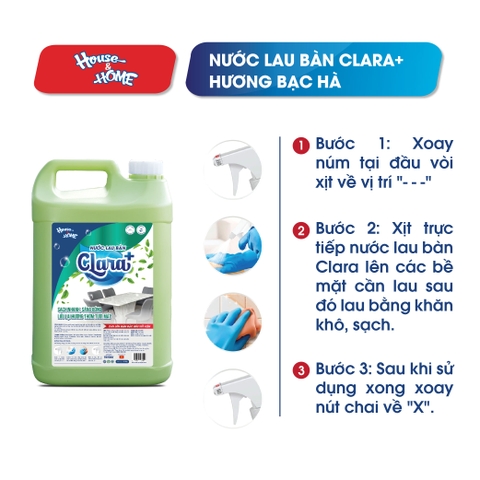 Nước lau bàn Clara+ Hương bạc hà - 9.5Kg