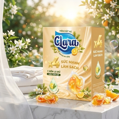 Viên giặt xả Clara Hoa nắng - Hộp 30 viên