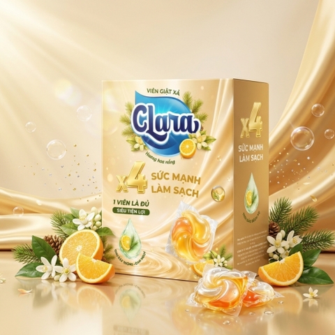 Viên giặt xả Clara Hoa nắng - Hộp 30 viên