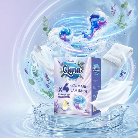 Viên giặt xả Clara - Hương sương nguyệt - Hộp 30 viên