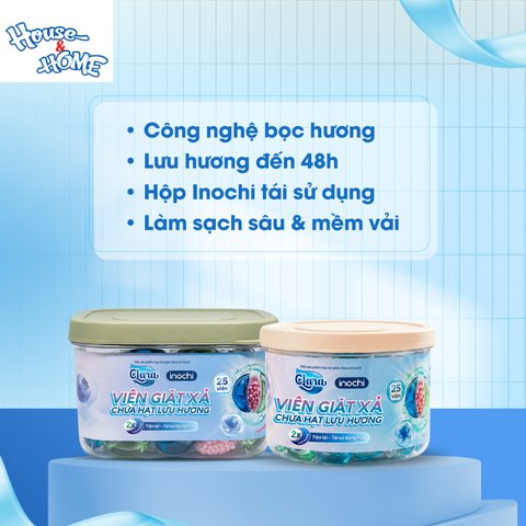 Viên giặt xả Clara 3in1 - Chứa hạt lưu hương - Hộp 25 viên