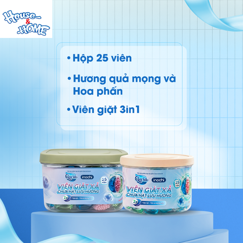 Viên giặt xả Clara 3in1 - Chứa hạt lưu hương - Hộp 25 viên