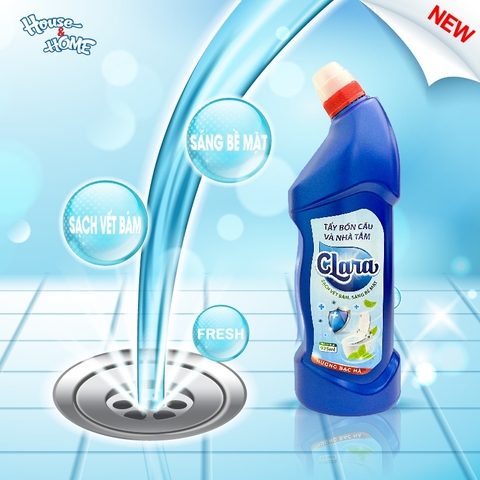 Tẩy rửa bồn cầu và nhà tắm Clara - Hương bạc hà - chai 925ml