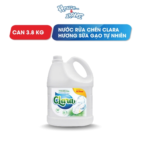 Nước rửa chén Clara - Hương sữa gạo - can 3.8kg