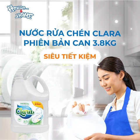 Nước rửa chén Clara - Hương sữa gạo - can 3.8kg