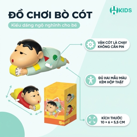 Đồ Chơi Bò Bằng Cót Cho Bé, Mô Hình Nhân Vật-Chan Vặn Dây Cót Không Cần Pin