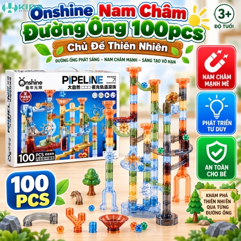 Bộ Nam Châm Đường Ống Onshine 100 Chi Tiết Thiên Nhiên Cho Bé