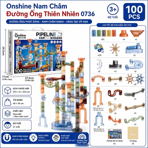Onshine Nam Châm Đường Ống 0484 - Nam Châm Ánh Sáng (2 Màu) Cho Bé
