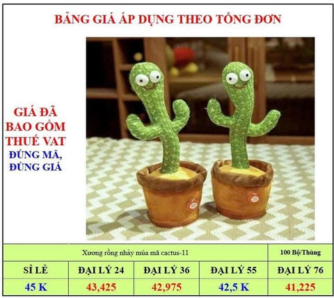 Đồ Chơi Cây Xương Rồng Nhảy Múa Nhại Giọng Phát Nhạc Mã 080-1 - XKIDS