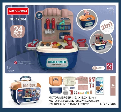 Đồ chơi vali cặp phụ kiện biến hình 2in1 nhập vai hướng nghiệp kĩ sư, nhà bếp, tiệm bánh, bán hàng cho bé