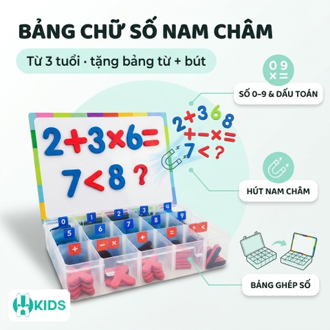 Bảng Chữ Số 104PCS Nam Châm, Lắp Ghép Có Từ Tính Cho Bé, Tặng Kèm Bảng Từ + Bút Viết Và Mút Xóa