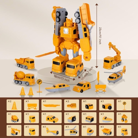 Bộ Đồ Chơi Xe Công Trình Lắp Ghép Biến Hình Robot 6in1 26 Chi Tiết