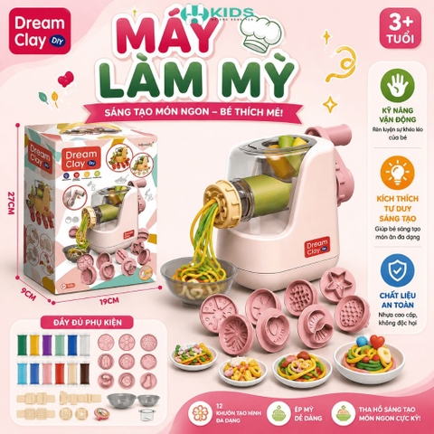 Máy Làm Mỳ Đồ Chơi DIY Kèm Đất Nặn Và 12 Khuôn Tạo Hình Cho Bé – Mã 1602-1