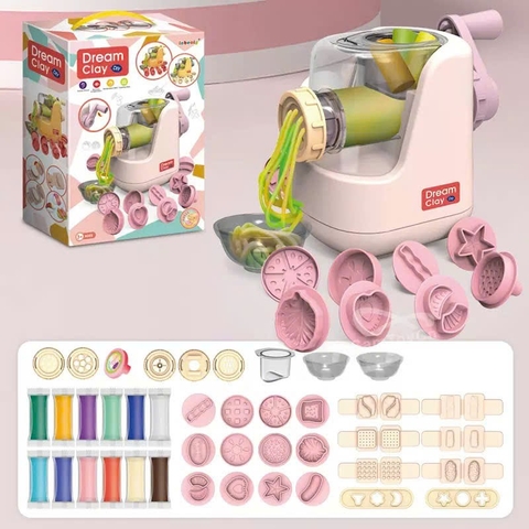 Máy Làm Mỳ Đồ Chơi DIY Kèm Đất Nặn Và 12 Khuôn Tạo Hình Cho Bé – Mã 1602-1