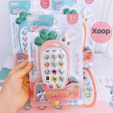 Điện Thoại Thỏ Để Bàn, Đồ Chơi Đa Năng Có Đàn Piano Đèn Nhạc Cho Bé