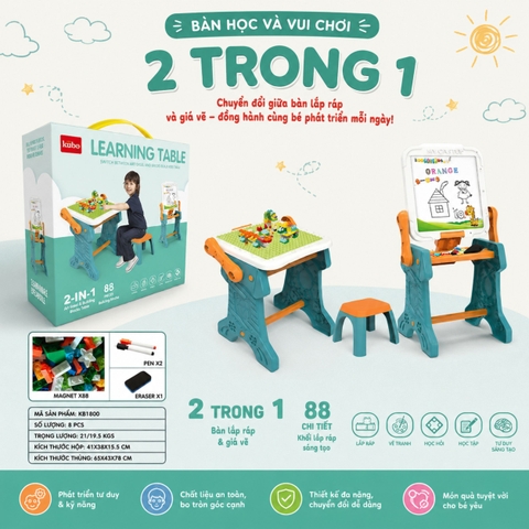 BÀN HỌC ĐA NĂNG 2IN1 CHO BÉ – Bàn Học Và Xếp Hình 2 Trong 1 88 Chi Tiết Cho Bé