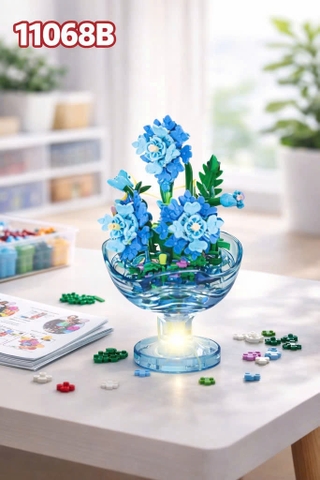 Bộ Xếp Hình Cốc Hoa Phát Sáng Khay 6 Hộp – Lắp Ráp Chậu Hoa Mini Có Đèn