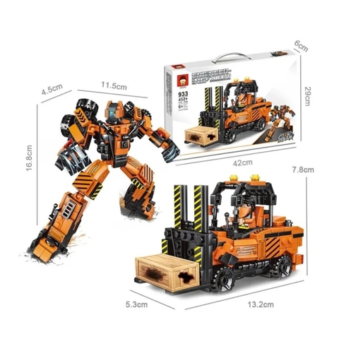 Bộ Xếp Hình Xe Nâng Biến Hình Robot 452 Chi Tiết Mã 933