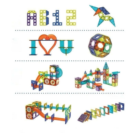 Bộ Xếp Hình Nam Châm Magnetic Tiles Đường Ống Bi 73 Chi Tiết