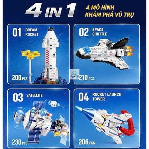 Lego Phi Hành Vũ Trụ 4in1 – Bộ 4 Hộp Lắp Ráp Khám Phá Không Gian