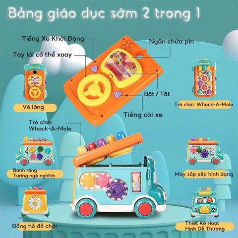 Xe Buýt Bận Rộn Thông Minh Đa Chức Năng Cho Bé – 6 Mặt Chơi Giáo Dục