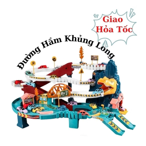 HẦM TRƯỢT SƯ TỬ – ĐƯỜNG ĐUA KẾT HỢP THANG MÁY SIÊU HẤP DẪN, Tặng 4 xe mini