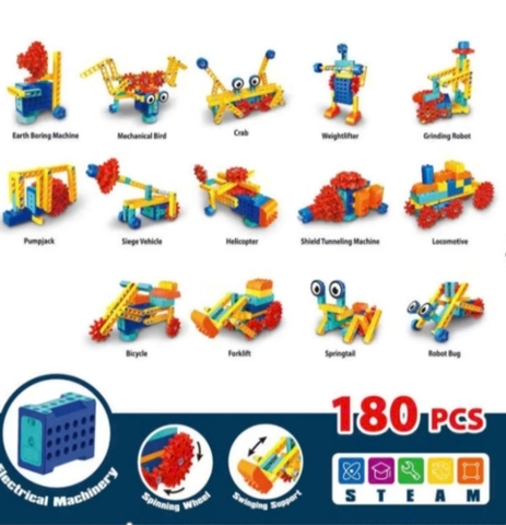 Đồ Chơi Lắp Ráp STEM Chạy Điện NikanTe 180 Chi Tiết Cho Bé 3+