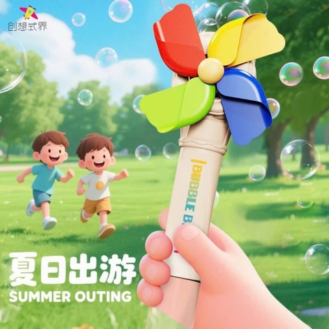 Máy Thổi Bong Bóng Xà Phòng Cối Xay Gió Tự Động Sạc USB Cho Bé