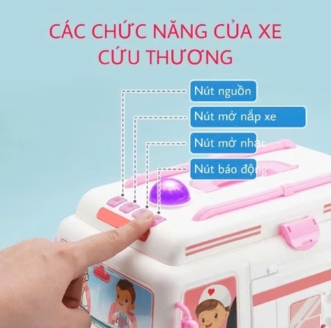 Đồ chơi bác sĩ cao cấp - Xe cứu thương cỡ lớn có đèn nhạc kèm 30 dụng cụ y tế cho bé