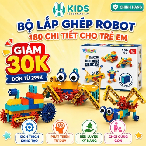 Đồ Chơi Lắp Ráp STEM Chạy Điện NikanTe 180 Chi Tiết Cho Bé 3+
