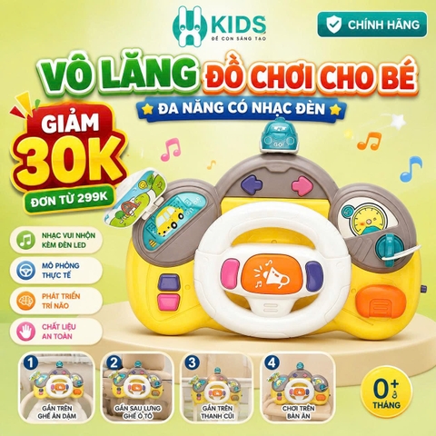 ĐỒ CHƠI GIÁO DỤC SỚM- VÔ LĂNG XE HƠI ĐIỆN TỬ CÓ ĐÈN NHẠC GIÚP BÉ RÈN LUYỆN TAY, PHÁT TRIÊN TƯ DUY CỰC THÚ VỊ