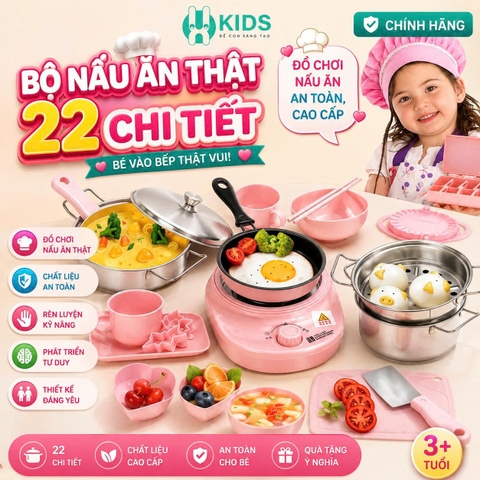 Bộ Nấu Ăn Thật Cho Bé 22 Chi Tiết – Bếp Mini Cooking Kitchen